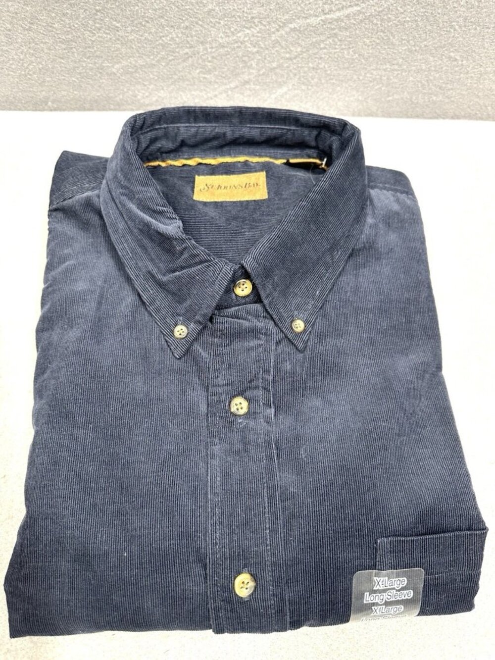 St. John's Bay Shirt Mens XL Navy Small Rail Corduroy Casual Long Sleeve Classic